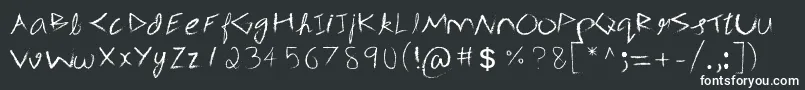 3mSpasynote-fontti – valkoiset fontit mustalla taustalla