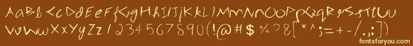3mSpasynote-fontti – keltaiset fontit ruskealla taustalla