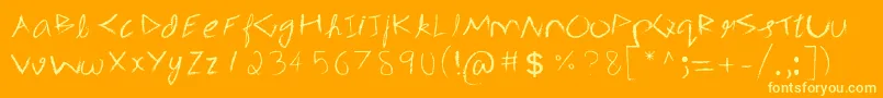 3mSpasynote-Schriftart – Gelbe Schriften auf orangefarbenem Hintergrund
