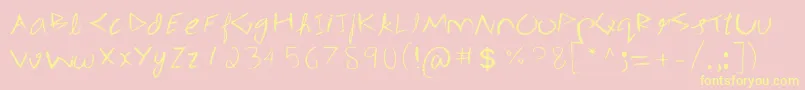 3mSpasynote-fontti – keltaiset fontit vaaleanpunaisella taustalla