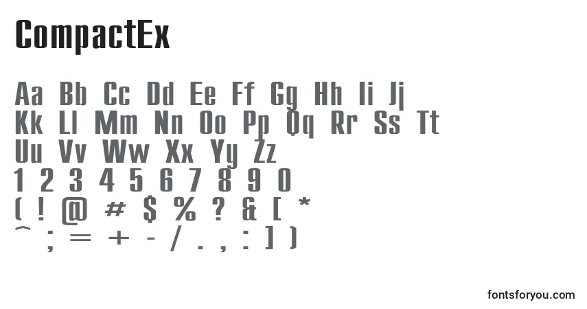 Czcionka CompactEx – alfabet, cyfry, specjalne znaki