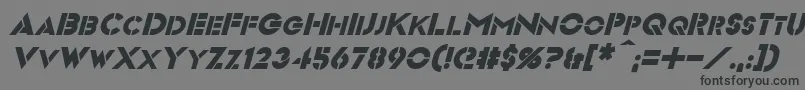 フォントVideopacItalic – 黒い文字の灰色の背景