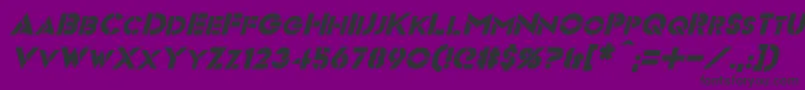VideopacItalic-Schriftart – Schwarze Schriften auf violettem Hintergrund
