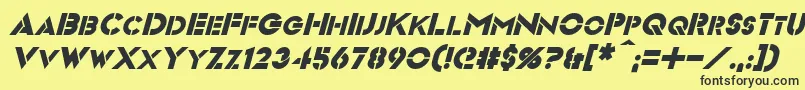 フォントVideopacItalic – 黒い文字の黄色い背景