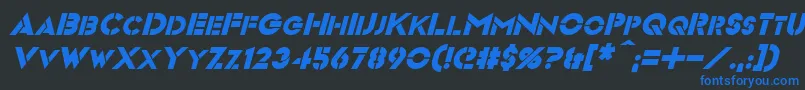 VideopacItalic Font – Blue Fonts on Black Background