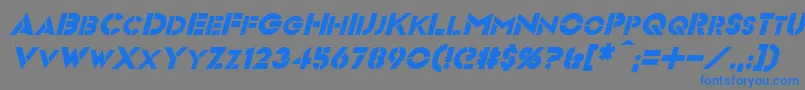 VideopacItalic-fontti – siniset fontit harmaalla taustalla