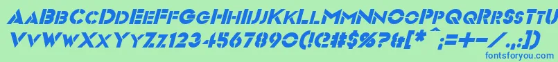 VideopacItalic Font – Blue Fonts on Green Background