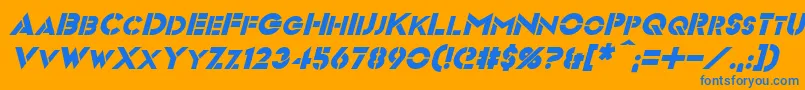 VideopacItalic Font – Blue Fonts on Orange Background
