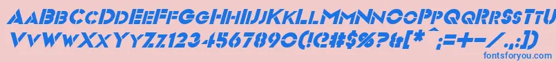 VideopacItalic-fontti – siniset fontit vaaleanpunaisella taustalla