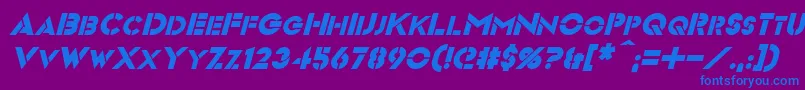 VideopacItalic-fontti – siniset fontit violetilla taustalla