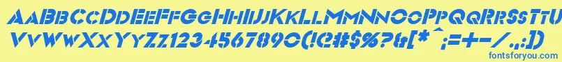 VideopacItalic Font – Blue Fonts on Yellow Background