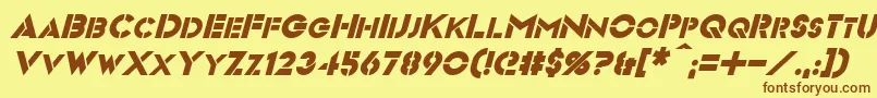 VideopacItalic-fontti – ruskeat fontit keltaisella taustalla
