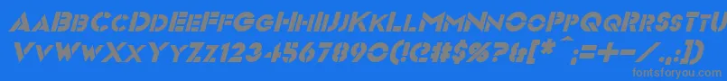 VideopacItalic-fontti – harmaat kirjasimet sinisellä taustalla