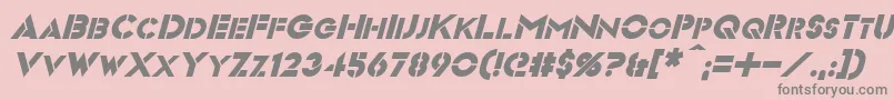 VideopacItalic-fontti – harmaat kirjasimet vaaleanpunaisella taustalla