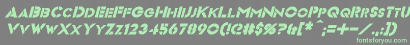 フォントVideopacItalic – 灰色の背景に緑のフォント