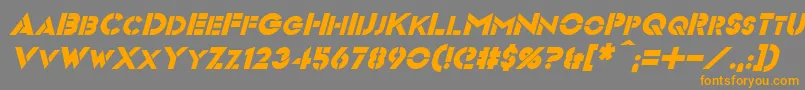 フォントVideopacItalic – オレンジの文字は灰色の背景にあります。