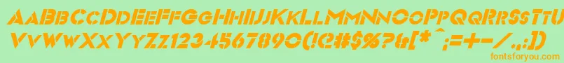 Шрифт VideopacItalic – оранжевые шрифты на зелёном фоне