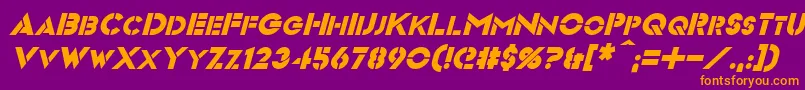 VideopacItalic-fontti – oranssit fontit violetilla taustalla
