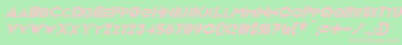 フォントVideopacItalic – 緑の背景にピンクのフォント
