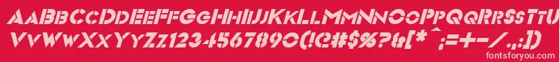 フォントVideopacItalic – 赤い背景にピンクのフォント