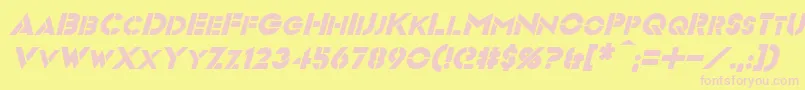 フォントVideopacItalic – ピンクのフォント、黄色の背景