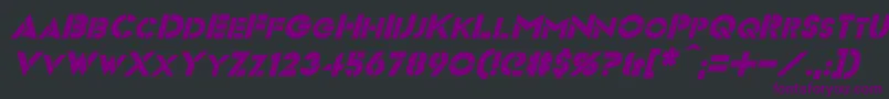 フォントVideopacItalic – 黒い背景に紫のフォント