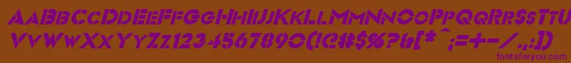 VideopacItalic-fontti – violetit fontit ruskealla taustalla