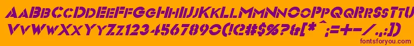 VideopacItalic-fontti – violetit fontit oranssilla taustalla