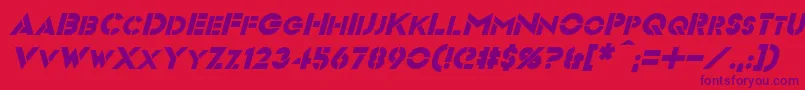 VideopacItalic-fontti – violetit fontit punaisella taustalla