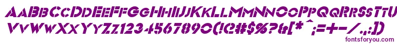 VideopacItalic-Schriftart – Violette Schriften auf weißem Hintergrund