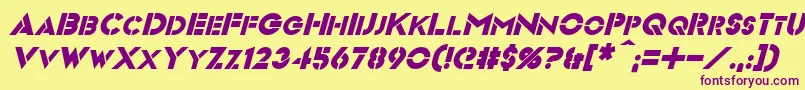 Шрифт VideopacItalic – фиолетовые шрифты на жёлтом фоне