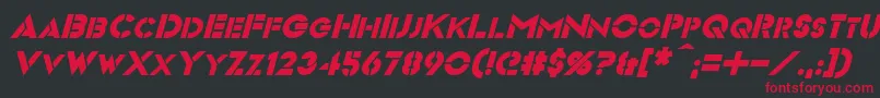 VideopacItalic-Schriftart – Rote Schriften auf schwarzem Hintergrund