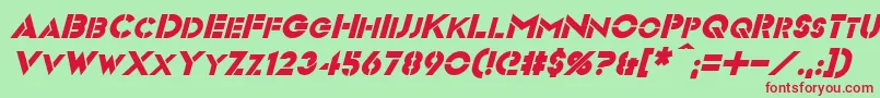 VideopacItalic Font – Red Fonts on Green Background