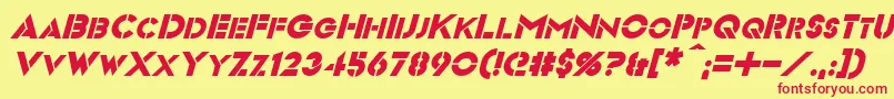 フォントVideopacItalic – 赤い文字の黄色い背景