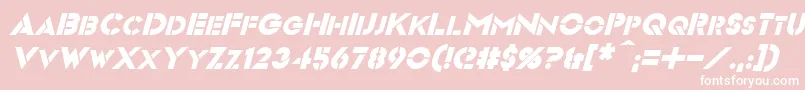 VideopacItalic-fontti – valkoiset fontit vaaleanpunaisella taustalla