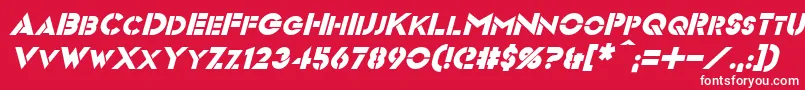 フォントVideopacItalic – 赤い背景に白い文字