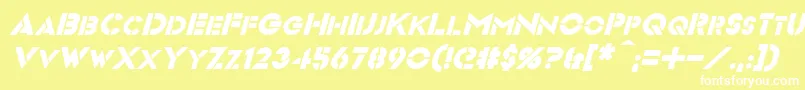 フォントVideopacItalic – 黄色い背景に白い文字