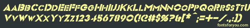 VideopacItalic-Schriftart – Gelbe Schriften auf schwarzem Hintergrund