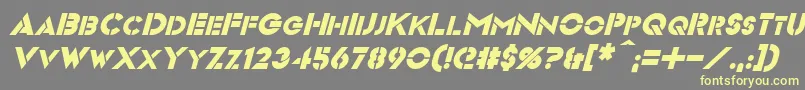 VideopacItalic-fontti – keltaiset fontit harmaalla taustalla