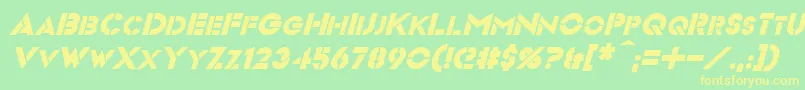 VideopacItalic-fontti – keltaiset fontit vihreällä taustalla