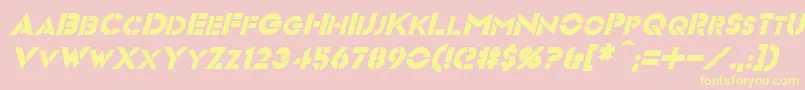 VideopacItalic-Schriftart – Gelbe Schriften auf rosa Hintergrund