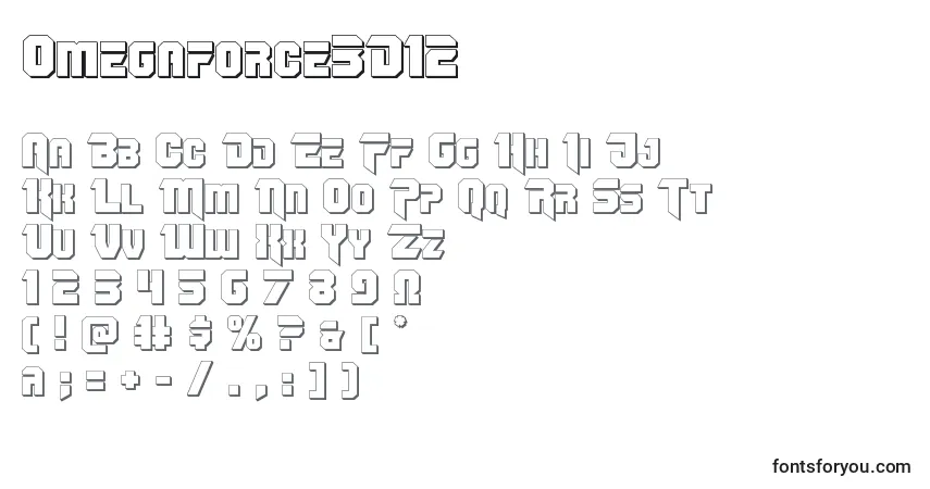 A fonte Omegaforce3D12 – alfabeto, números, caracteres especiais