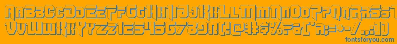 Omegaforce3D12-Schriftart – Blaue Schriften auf orangefarbenem Hintergrund