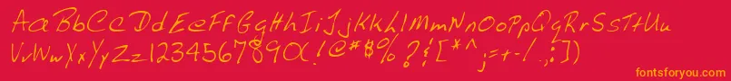 フォントLehn009 – 赤い背景にオレンジの文字