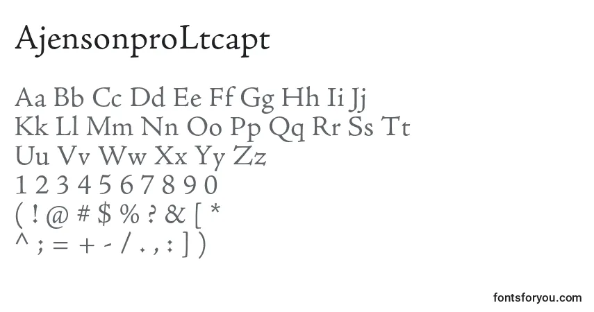 A fonte AjensonproLtcapt – alfabeto, números, caracteres especiais