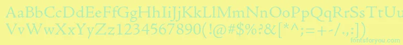 Weitere Informationen zur AjensonproLtcapt-Schriftart AjensonproLtcapt-Schriftart – Grüne Schriften auf gelbem Hintergrund