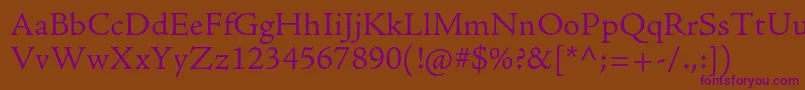 AjensonproLtcapt Font – Purple Fonts on Brown Background