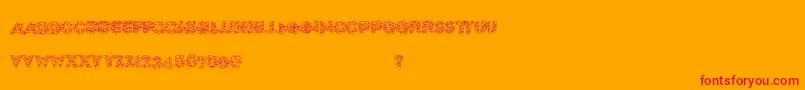 Fonte Xmaslite – fontes vermelhas em um fundo laranja