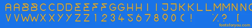 フォントOrderLight – オレンジ色の文字が青い背景にあります。