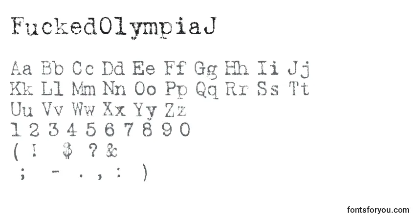 Czcionka FuckedOlympiaJ – alfabet, cyfry, specjalne znaki